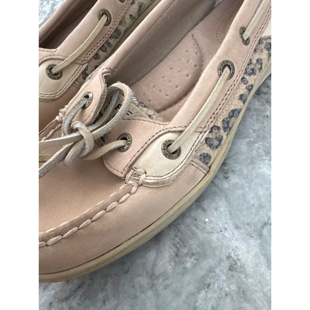 Sperry Top-Sider Angelfish Leopard Sequined Boat Shoes-Brown/Tan-Women‎ sz 7.5M